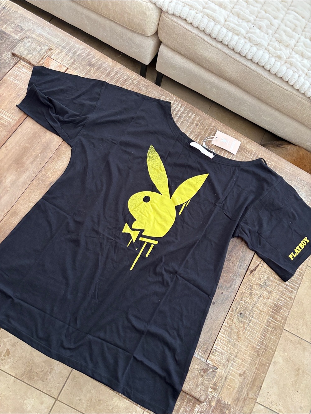 Playboy x Missguided Off Shoulder T Shirt Dress NWT